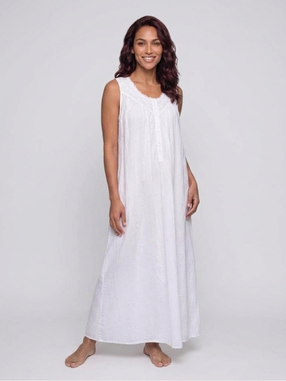 Vintage Eileen West White Cotton Ballet Nightgown Lace Maxi XL Cottagecore